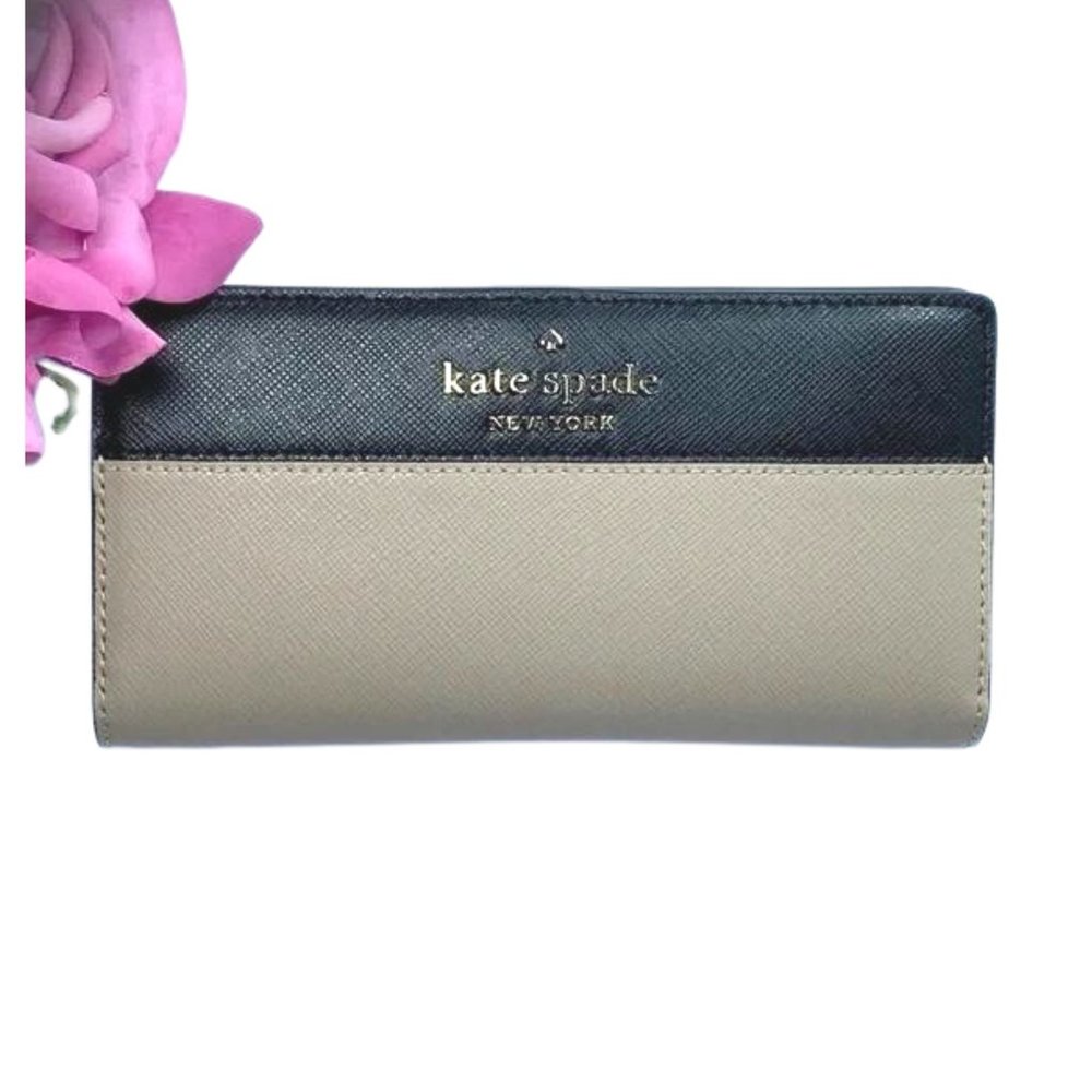 Kate Spade  Staci Large Slim Bifold Wallet Color Block Pattern